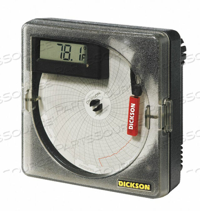 OEM#: SL4100CIRCULAR CHART RECORDER, 4 IN CHART, BLACK ABS PLASTIC, POLYCARBONATE, 1 OR 7 DAYS, AA BATTERY, 0 TO 100 DEG F, +/-1.8 DEG F, 36 MONTH, (1) AA BA by Dickson