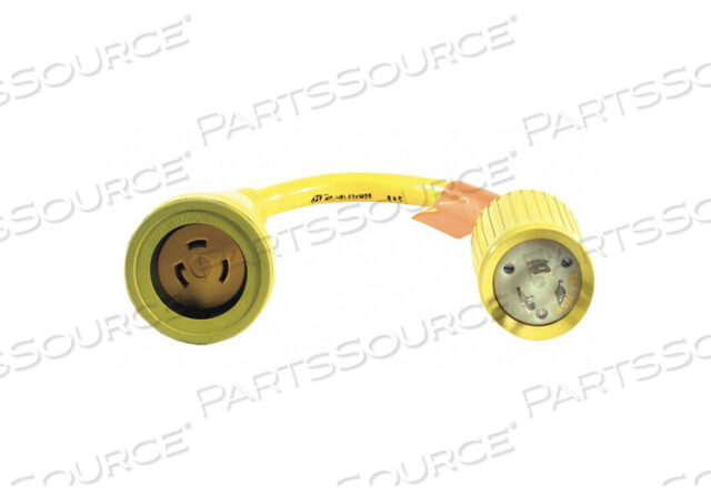 OEM#: HBL61CM25МОРСКОЙ АДАПТЕР, 2,6 ФУТА, 20 А, 120 В переменного тока, 10 AWG, NEMA L5-20P TO 30A 125 В, 2P 3W TWIST-LOCK, ЖЕЛТЫЙ от Hubbell Incorporated, Wiring Device-Kellums