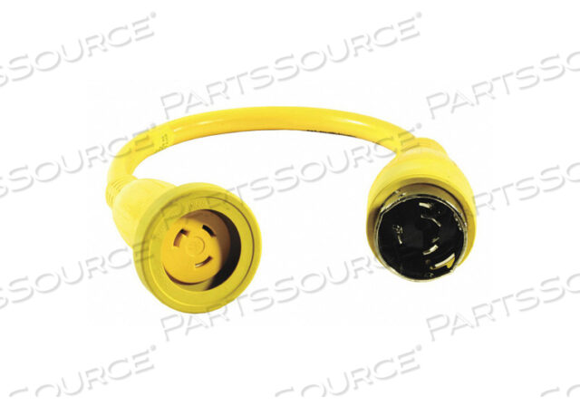 OEM#: HBL61CM55МОРСКОЙ АДАПТЕР, 2,1 ФУТА, 30 А, 120 В переменного тока, 10 AWG, NEMA L5-50P/CS6361C НА 30 А 125 В, 2P 3W TWIST-LOCK, ЖЕЛТЫЙ от Hubbell Incorporated, Wiring Device-Kellums