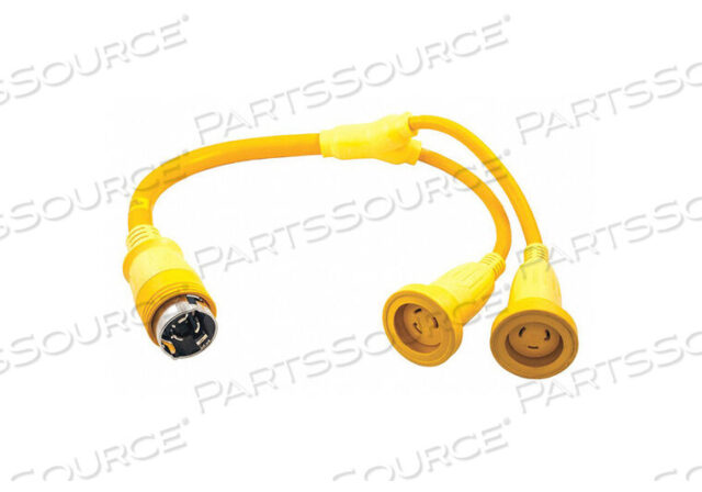 OEM#: HBL64CM54MARINE ADAPTER, 3,3 фута, 30 А, 120/240 В переменного тока, 10 и 6 AWG, NEMA L14-50P/CS6365C TO (2) 30 А 125 В, 2P 3W TWIST-LOCK, ЖЕЛТЫЙ от Hubbell Incorporated, Wiring Device-Kellums