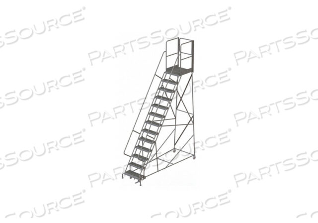 OEM#: KDSR113242-XR13 СТАЛЬНАЯ ЛЕСТНИЦА НА КОЛЕСАХ С КАЛИТКОЙ ДЛЯ ВЫХОДА СЗАДИ, ПЛАСТИНА 24Ш X 30Д, ЗУБЧАТАЯ, Tri-Arc