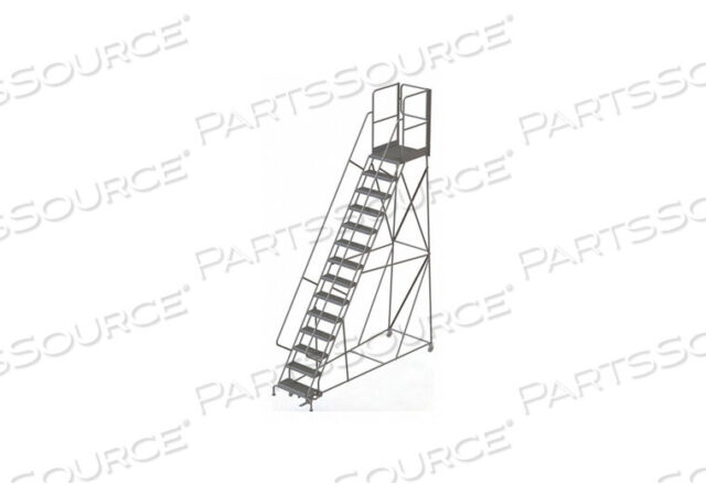 OEM#: KDSR114242-XR14 СТАЛЬНАЯ ЛЕСТНИЦА НА КОЛЕСАХ С КАЛИТКОЙ ДЛЯ ВЫХОДА СЗАДИ, ПЛАСТИНА 24Ш X 30Д, ЗУБЧАТАЯ, Tri-Arc