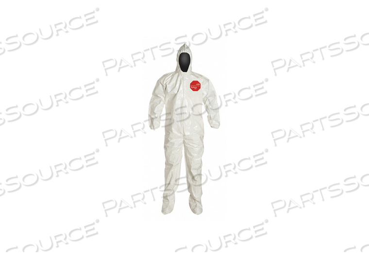 OEM#: SL122BWHMD001200D2259 HOODED COVERALL W/SOCKS WHITE M PK12 by DuPont