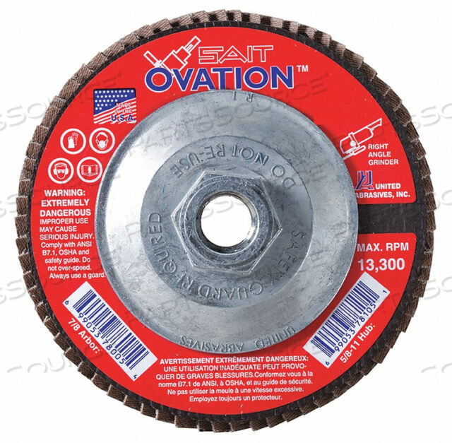 OEM#: 78111 ЛЕПЕСТКОВЫЙ ДИСК С КРЕПЛЕНИЕМ НА ОПРАВКЕ 4-1/2 ДЮЙМА 120 FINE от United Abrasives-Sait