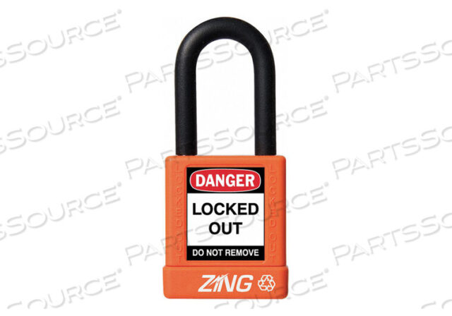 OEM#: 7042RECYCLOCK SAFETY PADLOCK, KEYED DIFFERENT, 1-1/2 SHACKLE, 1-3/4 BODY, ORANGE от ZING Green Safety Products