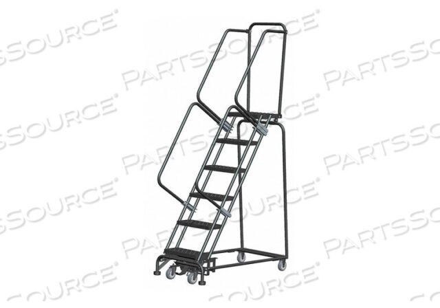 OEM#: WA062414P6 STEP STEEL SAFETY ROLLING LADDER W/ WEIGHT ACTUATED LOCK STEP 16W PERFORATED STEP by Ballymore