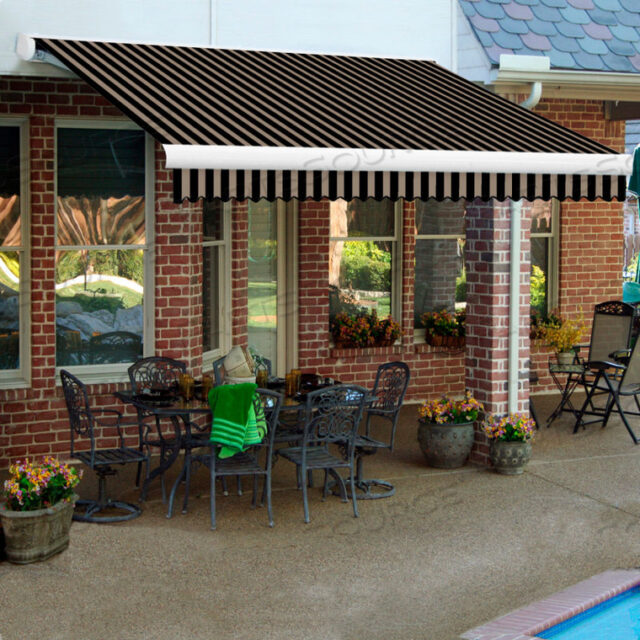 RETRACTABLE AWNING LEFT MOTOR 10W X 8D X 10H BLACK/TAN