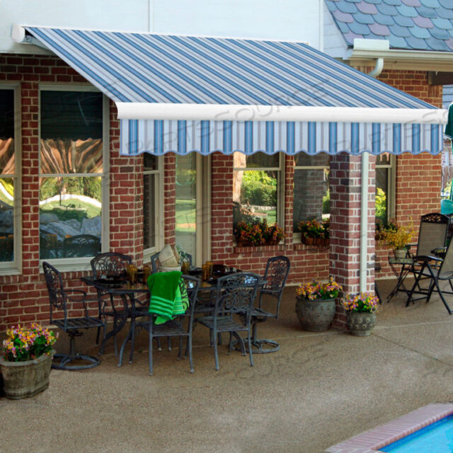 RETRACTABLE AWNING LEFT MOTOR 8W X 7D X 10H BLUE