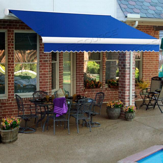 RETRACTABLE AWNING MANUAL 12W X 10D X 10H BLUE