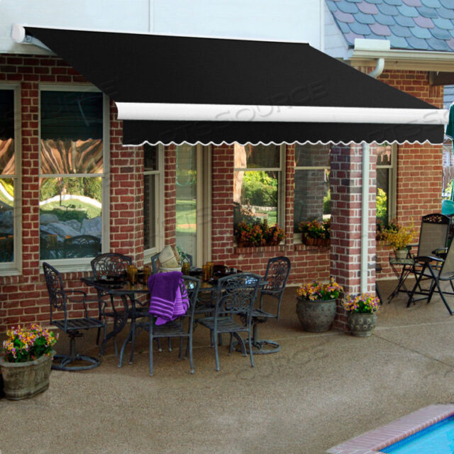 RIGHT MOTOR RETRACTABLE AWNING 10W X 8D X 10H BLACK