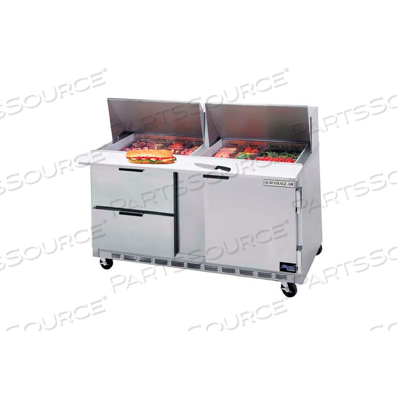 OEM#: SPED60HC-24M-4FOOD PREP TABLES SPED60 ELITE SERIES MEGA TOP W/ DRAWERS, 60W by BEVERAGE AIR