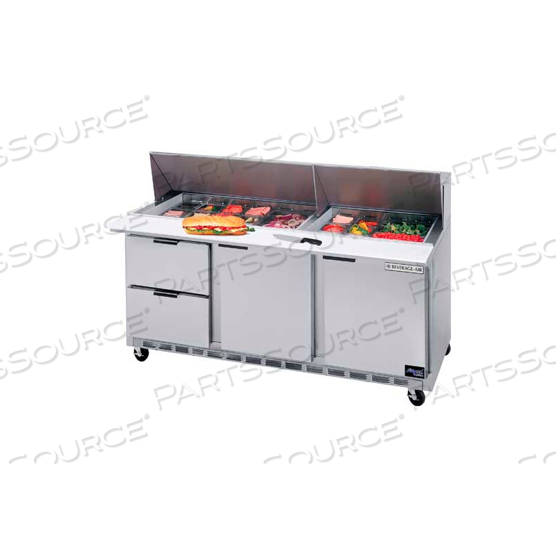 OEM#: SPED72HC-30M-6 СТОЛЫ ДЛЯ ПРИГОТОВЛЕНИЯ ПИЩИ SPED72 ELITE SERIES MEGA TOP С ЯЩИКАМИ, 72 Вт от BEVERAGE AIR