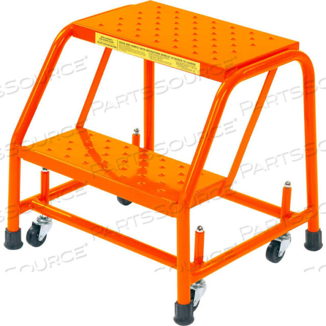 OEM#: 21821PSU-OPERFORATED 16W 2 STEP STEEL ROLLING LADDER 20D TOP STEP - ORANGE by Ballymore