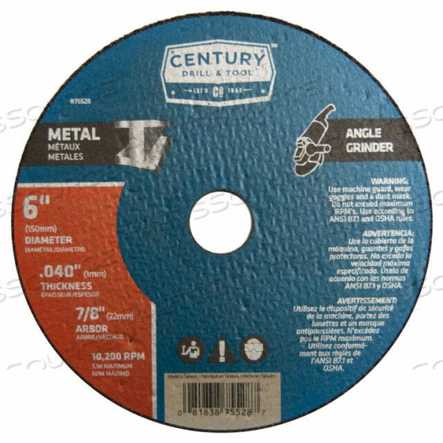 OEM#: 75528РЕЖУЩИЙ КРУГ 6 X 7/8 АЛЮМИНИЕВЫЙ ОКСИД от Century Drill And Tool