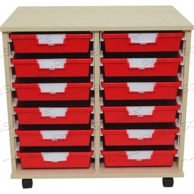 ТЕЛЕЖКА STORSYSTEM WOOD TOTE - 12 ПРОЗРАЧНЫХ КОНТЕЙНЕРОВ СТАНДАРТНОЙ ШИРИНЫ 27-3/4 X 18-3/4 X 27-3/8