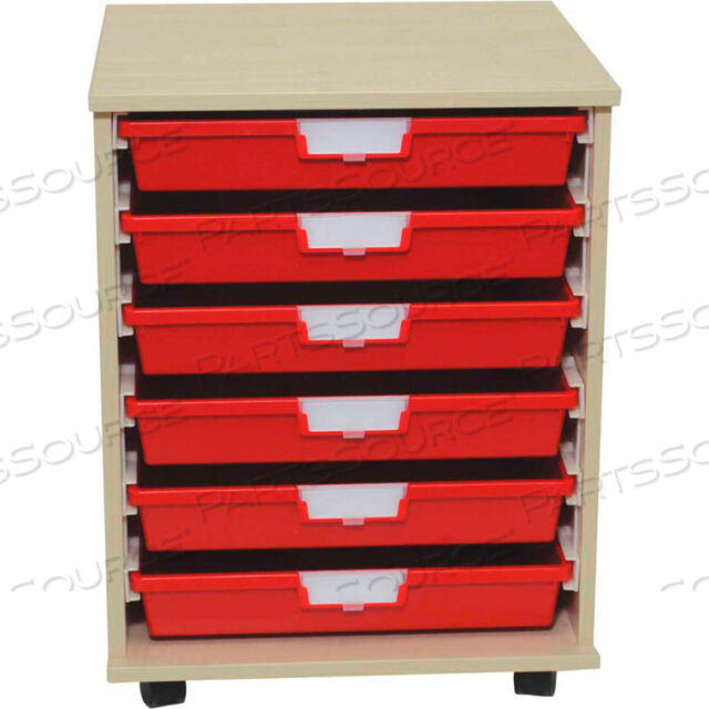 ТЕЛЕЖКА STORSYSTEM WOOD TOTE CART - 6 ОЧЕНЬ ШИРОКИХ ПРОЗРАЧНЫХ КОНТЕЙНЕРОВ 40 X 18-3/4 X 27-3/8