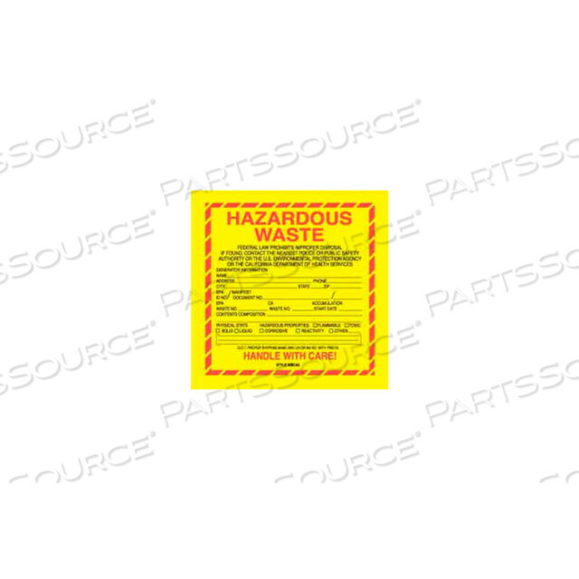 OEM#: DL7510 ОПАСНЫЕ ОТХОДЫ КАЛИФОРНИЯ 6 X 6 - ЖЕЛТЫЙ / КРАСНЫЙ / ЧЕРНЫЙ от Decker Tape Products
