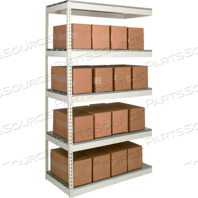 OEM#: DRH7236120-5ARIVETWELL DBL RIVET BOLTLESS SHELVING 72WX36DX120H 5 LEVELS ADD-ON NO DECKING 500 LBS SHELF CAP TAN by Hallowell