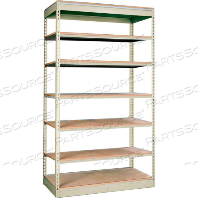 OEM#: SRS362484-7SPRIVETWELL SINGLE RIVET BOLTLESS SHELVING 36W X 24D X 84H 7 LEVELS STARTER W/O DECKING TAN by Hallowell