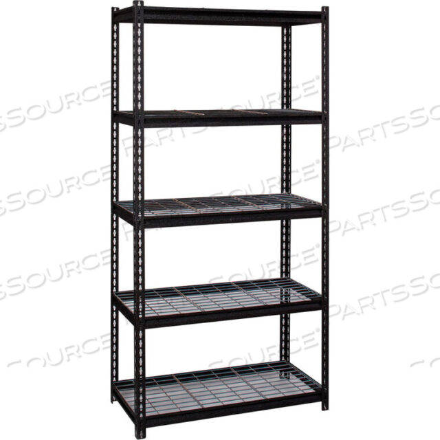 OEM#: 22130IRON HORSE RIVET SHELVING W/WIRE Deck, 36WX18DX72H, 5-SHELV, 2300LBS CAP, BLK от Hirsh
