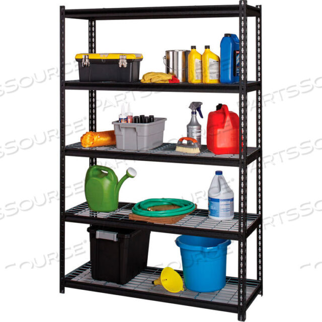 OEM#: 22131IRON HORSE RIVET SHELVING W/WIRE Deck, 48WX18DX72H, 5-SHELV, 2300LBS CAP, BLK от Hirsh