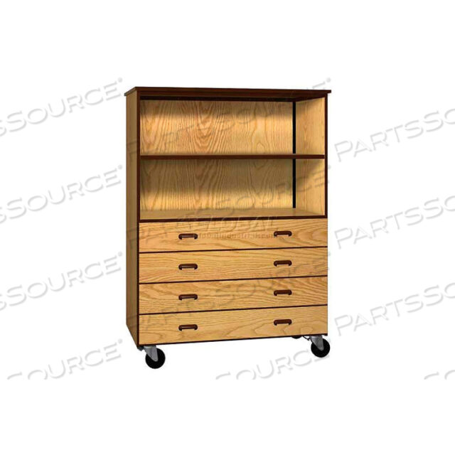 OEM#: 2054-O-NO/BRNМОБИЛЬНЫЙ ДЕРЕВЯННЫЙ КОМБИНИРОВАННЫЙ ШКАФ, 4 ЯЩИКА, 1 ПОЛКА, ОТКРЫТАЯ ПЕРЕДНЯЯ ЧАСТЬ, 48 X 22-1/4 X 66, НАТУРАЛЬНЫЙ ДУБ/КОРИЧНЕВЫЙ от Ironwood Manufacturing Inc