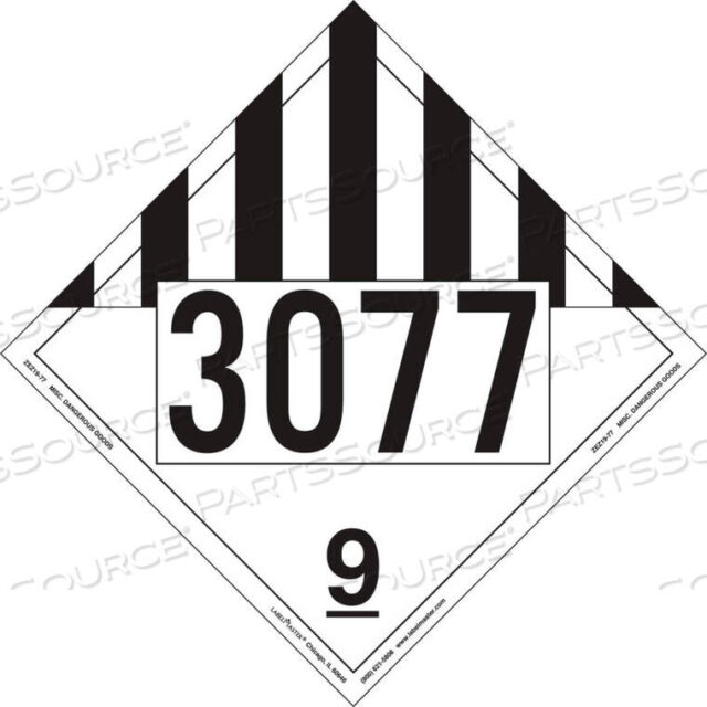 OEM#: ZEZ19-77ТАБЛИЧКА С РАЗНЫМИ ОПАСНЫМИ ГРУЗАМИ, UN 3077, СЪЕМНЫЙ ВИНИЛ, 25 ШТ./УПАКОВКА от Labelmaster