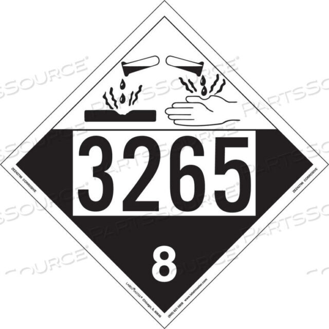 OEM#: ZEZ43265КОРРОЗИОННАЯ ТАБЛИЧКА, UN 3265, СЪЕМНЫЙ ВИНИЛ, 25 ШТ./УПАКОВКА от Labelmaster