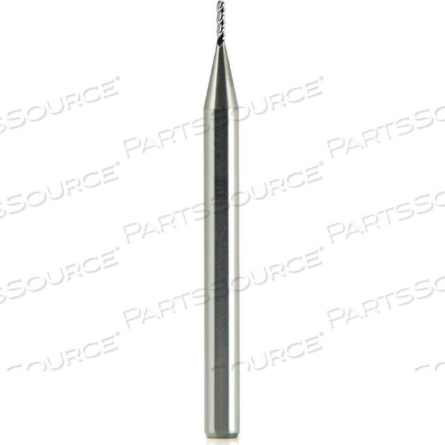 0.020 DIA., 1/8 SHANK, 0.060 LOC, 1-1/2 OAL, 4 FLUTE CARBIDE BALL SINGLE END MILL, UNCOATED