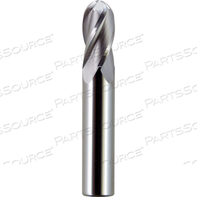 1/2 DIA., 1/2 SHANK, 5/8 LOC, 2-1/2 OAL, 4 FLUTE SOLID CARBIDE BALL SINGLE END MILL, UNCOATED