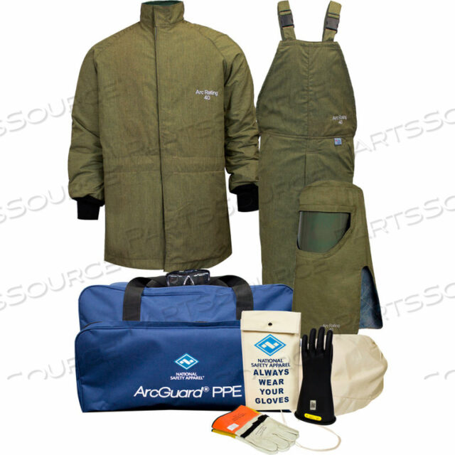 ARCGUARD 40 CAL REVOLITE ARC FLASH KIT С КОРОТКИМ ПАЛЬТОМ И ПОЛУКОМБИНЕЗОНОМ, 2XL, РАЗМЕР 08