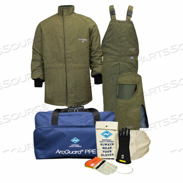 ARCGUARD 40 CAL REVOLITE ARC FLASH KIT С КОРОТКИМ ПАЛЬТОМ И ПОЛУКОМБИНЕЗОНОМ, 3XL, РАЗМЕР 09