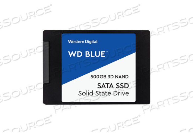 OEM#: WDS500G2B0AТВЕРДОТЕЛЬНЫЙ ДИСК, 500 ГБ, СИНИЙ, ИНТЕРФЕЙС SATA III 6 Гбит/с, 0,28 ДЮЙМА X 2,75 ДЮЙМА, 0,08 ФУНТА, 3D NAND от Western Digital