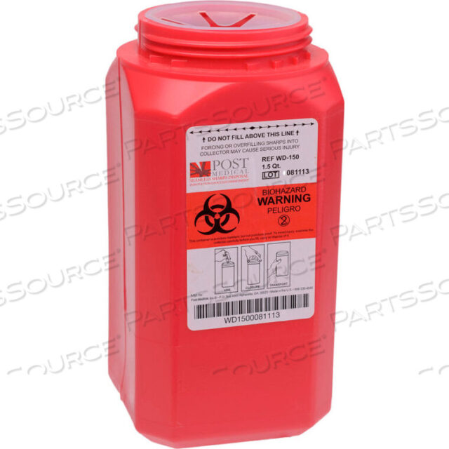 OEM#: WD-1501.5 КВАРТ ГЕРМЕТИЧНЫЙ КОНТЕЙНЕР ДЛЯ ОСТРЫХ ПРЕПАРАТОВ С КРЫШКОЙ НА ВИНТЕ, КРАСНЫЙ, 24 шт. от Sharps Compliance, Inc.