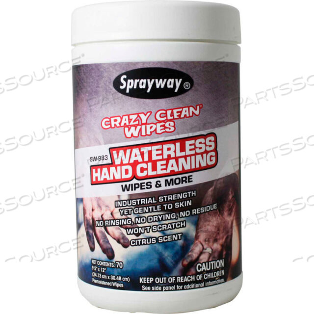 САЛФЕТКИ CRAZY CLEAN, БЕЗВОДНАЯ ОЧИСТКА РУК, 70 САЛФЕТОК/БАНКА