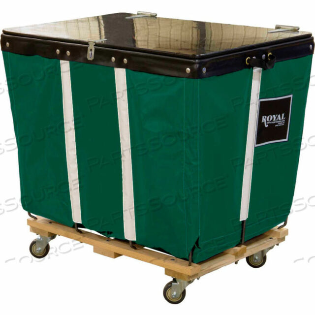 OEM#: R14-EEW-HPA-3UNNPVC КОРЗИНА С ОТКИДНЫМ ВЕРХОМ, 14 БУ, ЗЕЛЕНЫЙ ВИНИЛ, ДЕРЕВЯННОЕ ОСНОВАНИЕ, ВСЕ ПОВОРОТНЫЕ от Royal Basket Trucks