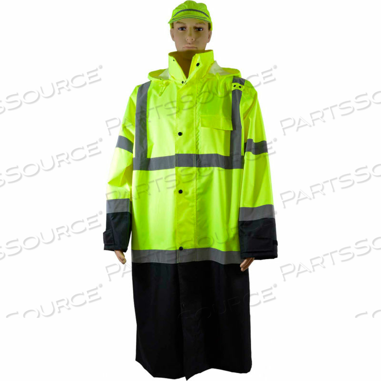 OEM#: LBRC-48-C3-3X48 ДВУХЦВЕТНЫЙ ВОДОНЕПРОНИЦАЕМЫЙ ПЛАЩ, ANSI КЛАСС 3, ЛАЙМ/ЧЕРНЫЙ, РАЗМЕР 3XL от Petra Roc Inc