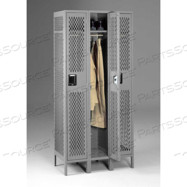 OEM#: VSL-121872-3-MGYSварной вентилируемый шкафчик с тремя дверями и одним ярусом, на ножках, 12Шx18DX72В, средне-серый, собран компанией Tennsco Corp.