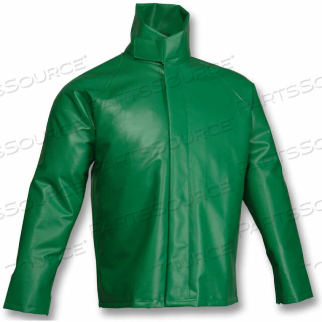 OEM#: J41008.2XJ41008 SAFETYFLEX STORM FLY FRONT HIGH COLLAR JACKET, GREEN, 2XL by Tingley Rubber