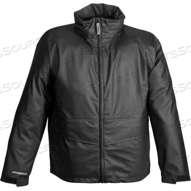J67113 STORMFLEX ZIPPER FRONT HOODED JACKET, BLACK, LARGE