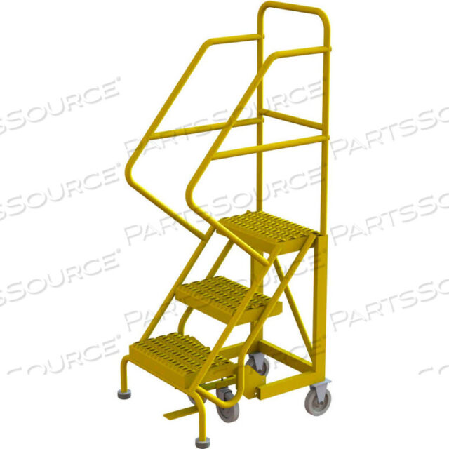 OEM#: KDEC103162-Y3 STEP 16W СТАЛЬНАЯ УГЛОВАЯ ЛЕСТНИЦА НА РОЛИКОВОМ КОЛЕСЕ, РАСПОРКА ДЛЯ РУК, БЕЗОПАСНОСТЬ ЖЕЛТАЯ от Tri-Arc