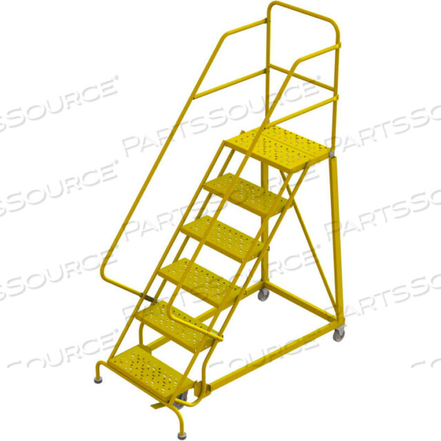 OEM#: KDEC106246-Y6 STEP 24W СТАЛЬНАЯ УГЛОВАЯ ЛЕСТНИЦА НА РОЛИКОВЫХ КОЛЕСАХ, ПЕРФОРИРОВАННАЯ ПРОСТУПЕНЬ, БЕЗОПАСНЫЙ ЖЕЛТЫЙ цвет от Tri-Arc