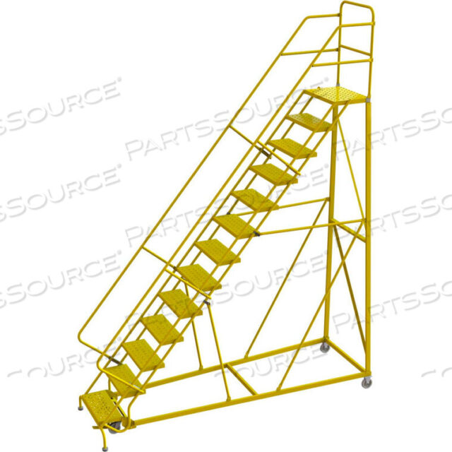 OEM#: KDEC113246-Y13 STEP 24W СТАЛЬНАЯ УГЛОВАЯ ЛЕСТНИЦА НА РОЛИКОВЫХ КОЛЕСАХ, ПЕРФОРИРОВАННАЯ ПРОСТУПЕНЬ, БЕЗОПАСНЫЙ ЖЕЛТЫЙ цвет от Tri-Arc