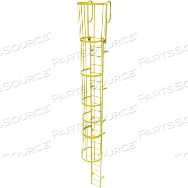 OEM#: WLFC1223-Y23 STEP STEEL CAGED WALK THROUGH FIXED ACCESS LADDER, SAFETY YELLOW by Tri-Arc