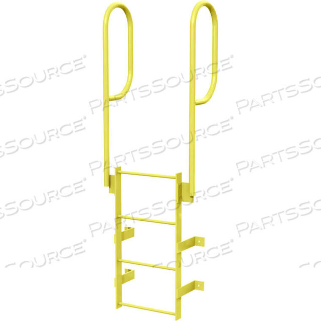 OEM#: WLFS0204-Y4 STEP STEEL WALK THROUGH WITH HANDRAILS FIXED ACCESS LADDER, YELLOW by Tri-Arc