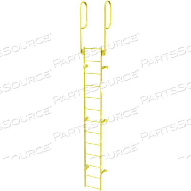 OEM#: WLFS0213-Y13 STEP STEEL WALK THROUGH WITH HANDRAILS FIXED ACCESS LADDER, YELLOW by Tri-Arc