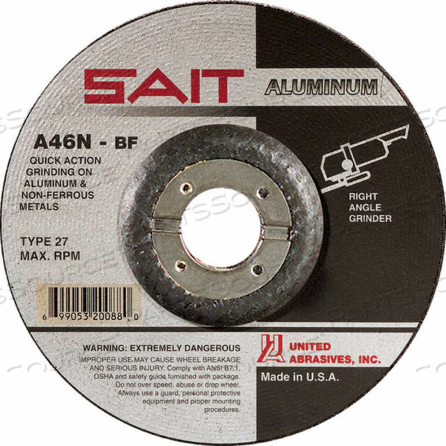 OEM#: 20072КРУГ С УГЛУБЛЕННЫМ ЦЕНТРОМ T27 A46N 5X 1/4 X 7/8 46 ЗЕРНИСТОСТЬ АЛЮМИНИЯ от United Abrasives-Sait