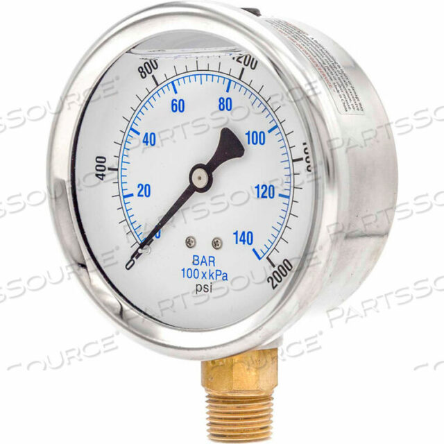 OEM#: 201L-402O4 МАНОМЕТР, ЖИДКОСТНЫЙ, 2000 PSI, НЕРЖАВЕЮЩИЙ КОРПУС, НИЖНЕЕ КРЕПЛЕНИЕ от PIC Gauges