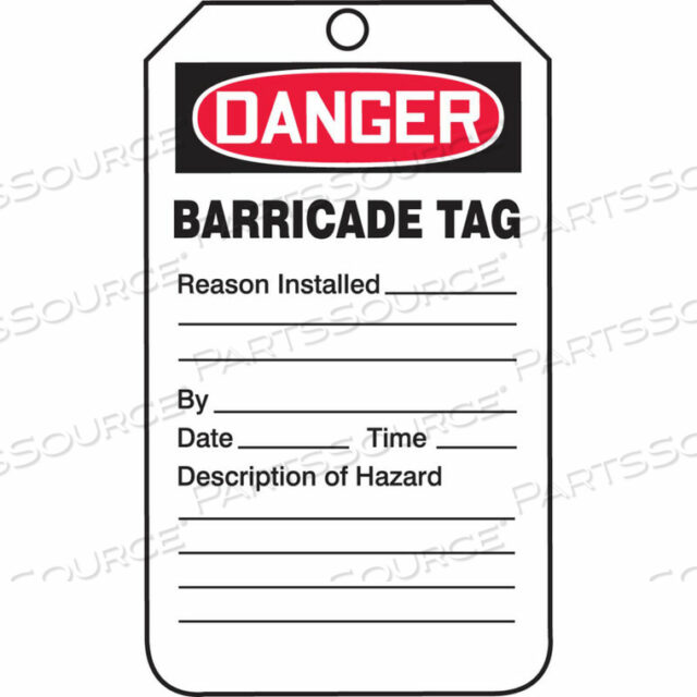 OEM#: TAB104CTPDANGER BARRICADE TAG, PF-CARDSTOCK, 25 шт./УПАКОВКА от Accuform Manufacturing, Inc.