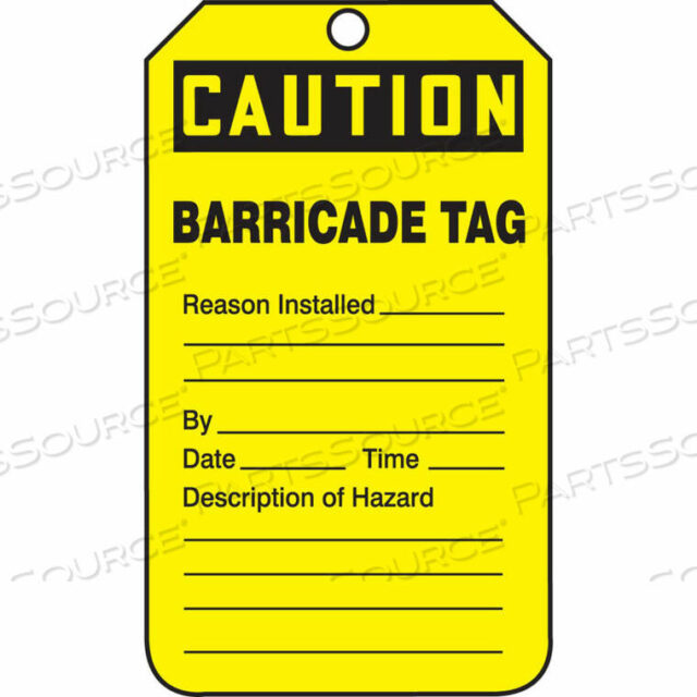 OEM#: TAB105CTPCAUTION BARRICADE TAG, PF-CARDSTOCK, 25 шт./УПАКОВКА от Accuform Manufacturing, Inc.